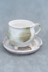     Ceramics, a ceramic product made with hands, made on a potter's wheel, a jug, a mug, clay.