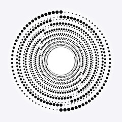 Abstract dotted circles. Halftone dots in circular form. Vector logo. Design element for various purposes.	