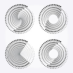 Halftone abstract spiral circular element. Halftone logo design. Vector art. Design element for various purposes.