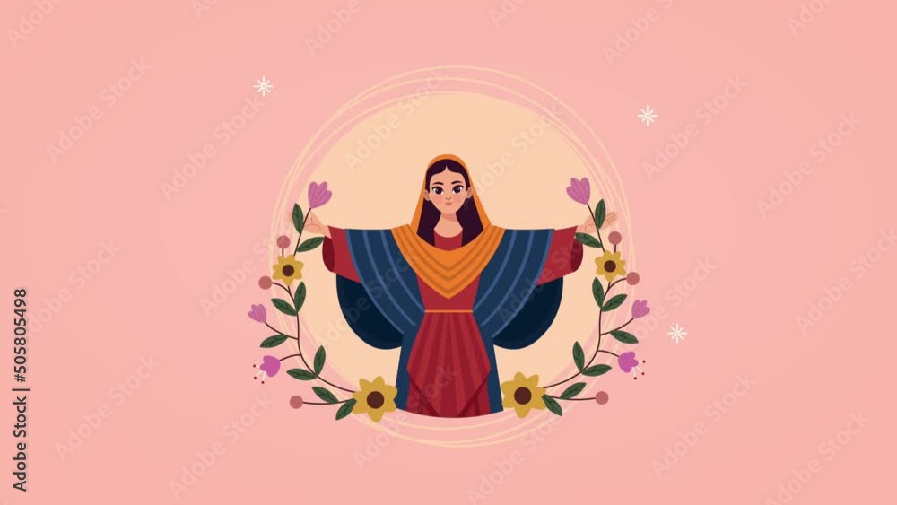 Wall mural virgin mary with red dress