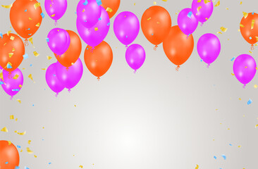Happy Birthday Balloons Banner Background Illustration Place for text, Celebration, festival, greeting banner, card, poster.