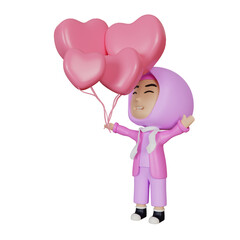 3d rendering cute girl character illustration