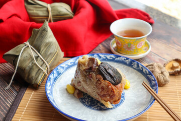Zongzi - Chinese rice dumpling for Dragon boat festival at close up view