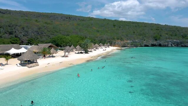  Cas Abou Beach Curacao on the caribbean island of Curacao, Playa Cas Abou in Curacao Caribbean tropical white beach with blue ocean