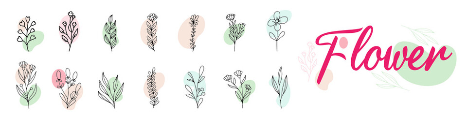 Flower bouquet for wedding greeting card, bride and groom invitation card, vector illustration