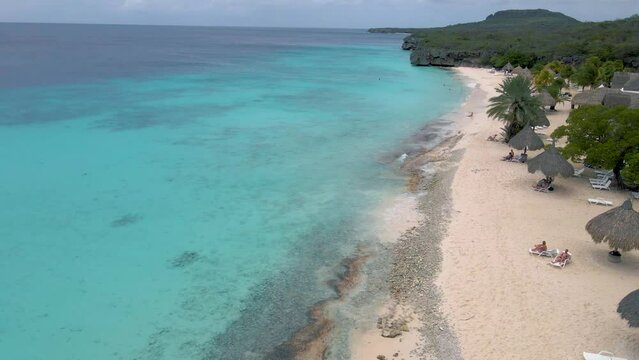  Cas Abou Beach Curacao on the caribbean island of Curacao, Playa Cas Abou in Curacao Caribbean tropical white beach with blue ocean