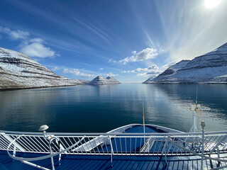 Beautiful breathtaking landscape nature scenery panoramic view of fjords, coast, mountains and...
