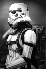 Naklejka premium Star wars storm trooper incinerator action figure close up action figure photographed in may 15 2022 comicon el salvador