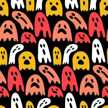 Spook bogey ghost seamless pattern for halloween textile and wrapping paper design