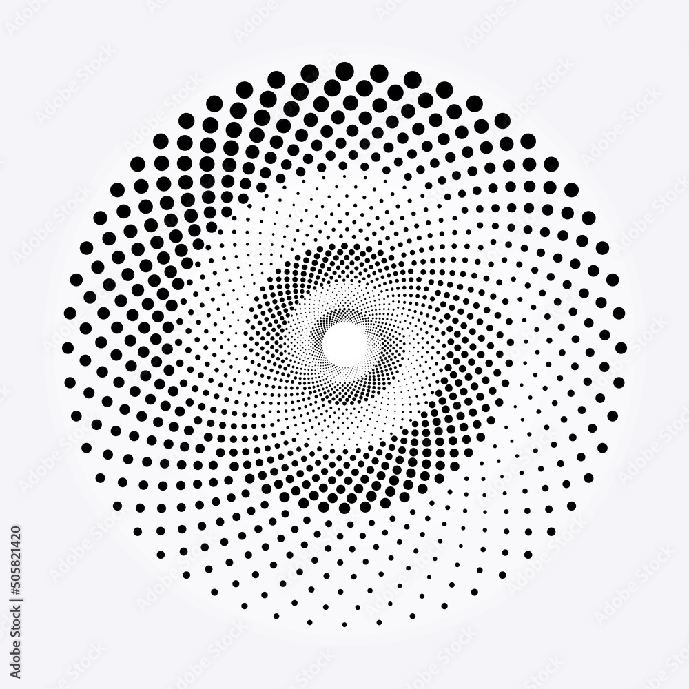 Aufkleber halftone design element. abstract background. dotted round logo. halftone swirl object. halftone dot