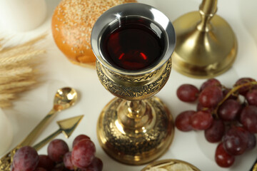 Concept or composition of Eucharist, close up