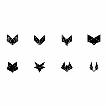 fox wolf head logo logotype set