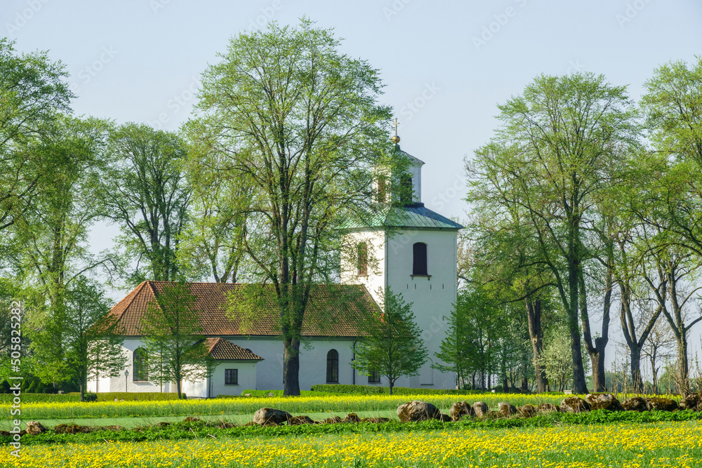 Poster Karleby church in a rural Sweden