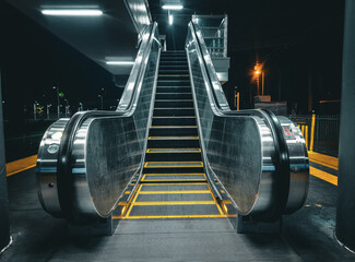 escalator in the night_front view - Powered by Adobe