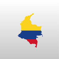 Obraz premium Colombia national flag in country map silhouette
