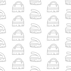 doodle seamless pattern of brushes. cute cartoon black and white items. Vector illustration