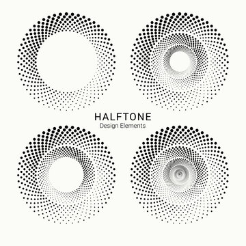 Abstract radial halftone background. Concentric dotted background. Halftone design element for various purposes.