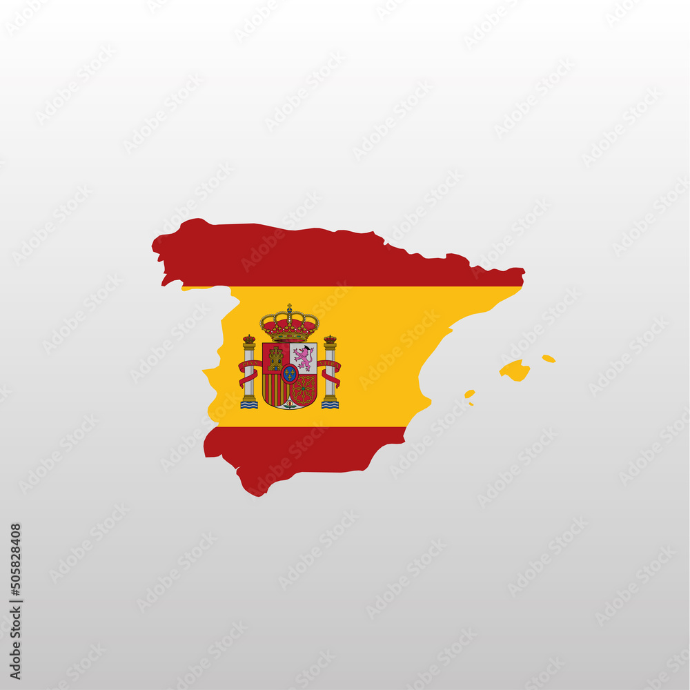 Sticker Spain national flag in country map silhouette