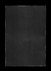 Old Black Empty Aged Damaged Paper Cardboard Photo Card. Real Halftone Scan. Folded Edges. Rough...