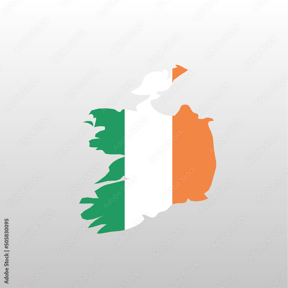 Sticker ireland national flag in country map silhouette