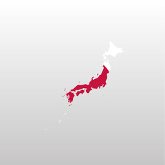 Japan national flag in country map silhouette