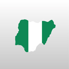 Nigeria national flag in country map silhouette