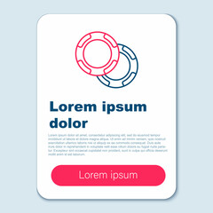Fototapeta premium Line Casino chips icon isolated on grey background. Casino gambling. Colorful outline concept. Vector