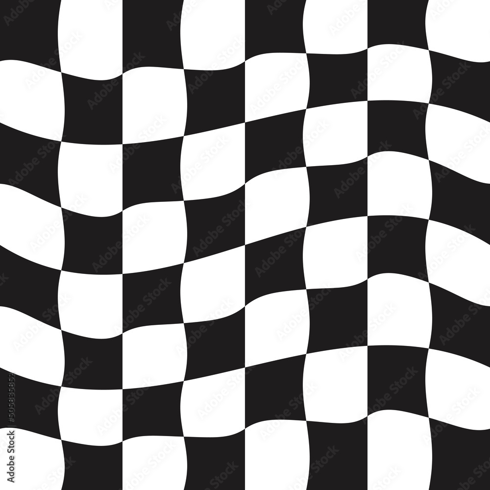 Poster Checkered simple pattern, slightly curved. Black and white cells alternate like checkers.