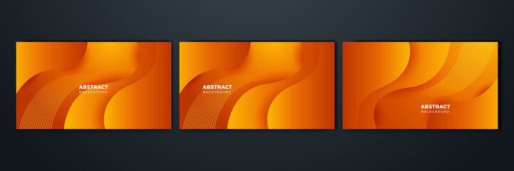 Abstract yellow and orange warm tone background with simply curve lines lighting element vector for presentation design
