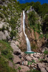 Fototapeta na wymiar Beautiful Gregocicev Waterfall in Slovenian Alps