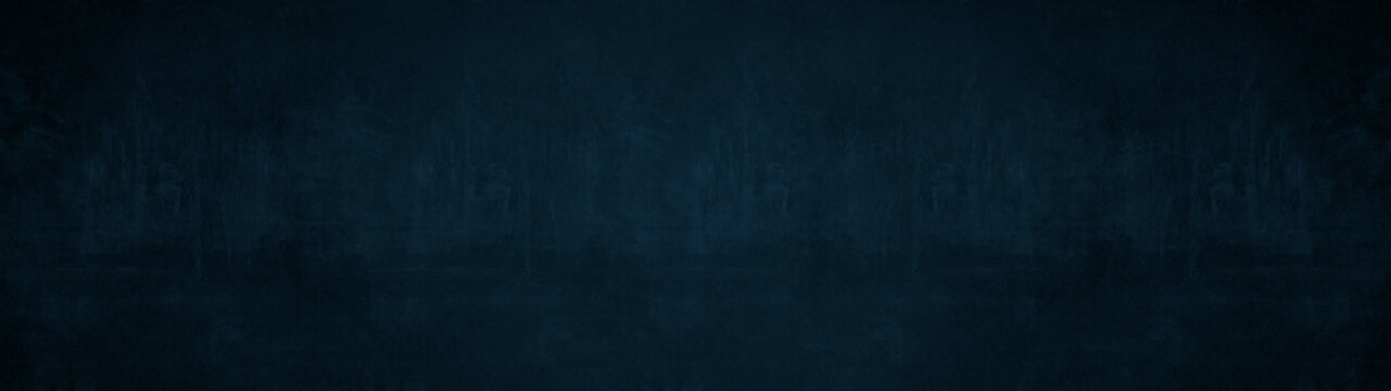 Abstract dark blue concrete stone wall paper texture background banner panorama