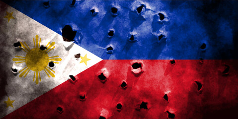 Closeup of grunge Philippine flag