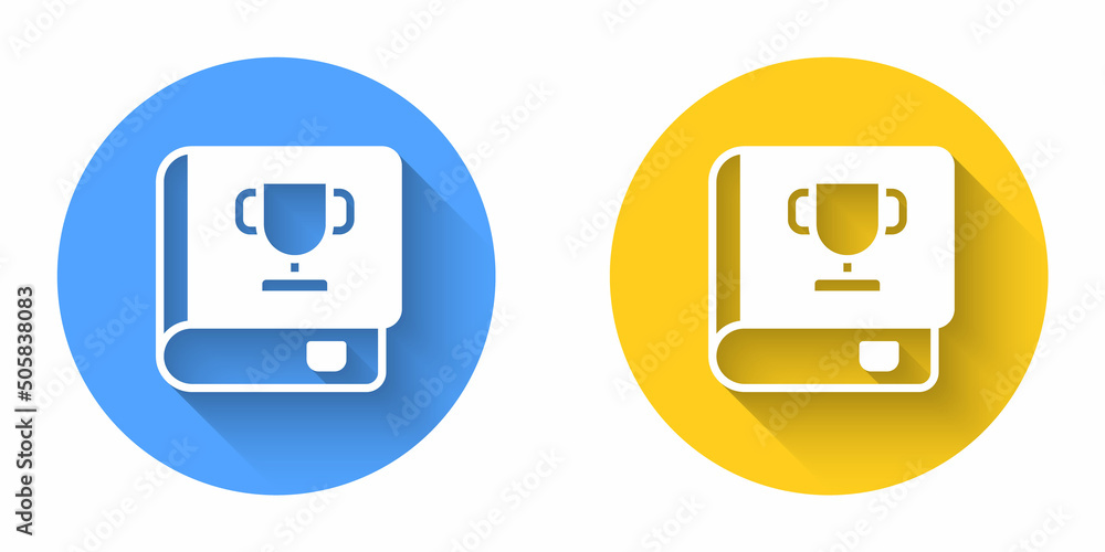 Poster white book icon isolated with long shadow background. circle button. vector