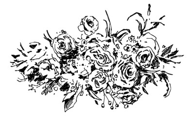 Hand drawn pen and ink study of a flower/flowers - vectorised in PS  © Alex