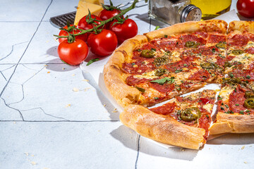Traditional Italian peperoni pizza