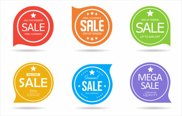 Collection of colorful badges and labels modern super sale style 
