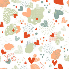 Seamless pattern hearts in trendy colors vector