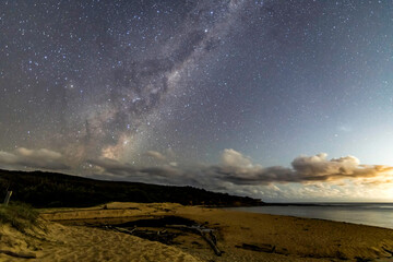 The night sky at the beach