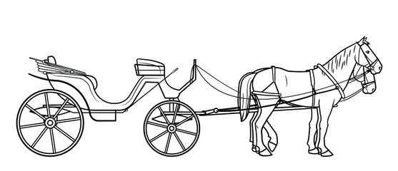 Classic horse carriage vector stock illustration.
