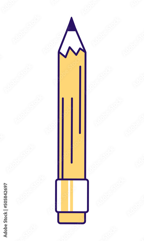 Poster pencil semi flat color vector element. full sized object on white. stationery for school and art. wo