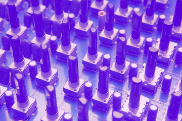 Volume potentiometer mixer knobs in purple blue haze