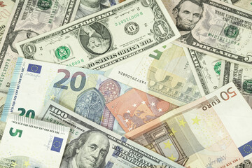 Fototapeta na wymiar A backgrounds with colorful of many pile currency from many country