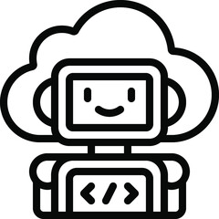 Naklejka premium Cloud Artificial Intelligence Icon