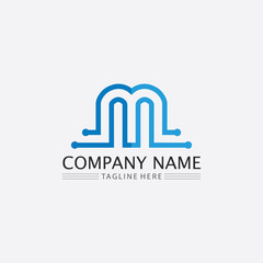 M Letter Logo font sign and Template icon