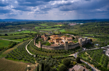 Fototapeta na wymiar Aerial view on Monteriggioni town in Tuscany