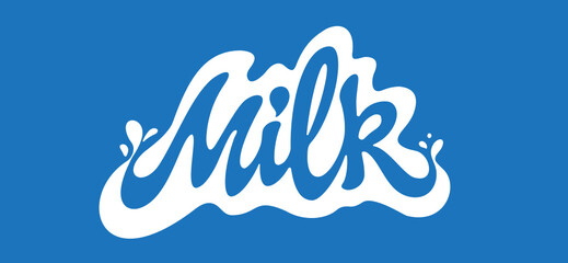 Milk logo. Milk handwritten vector inscription. Dairy logo.