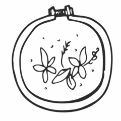 Handicraft hand drawn outline doodle icon. Thread and needle for embroidery vector sketch illustration for print, web, mobile and infographics isolated on white background.