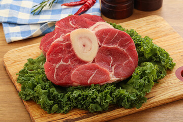 Raw ossobuco beef meat for cooking
