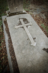 Detail of classic older christian and jewish cemetery