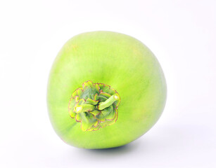 Green coconut fruit isolated on white background